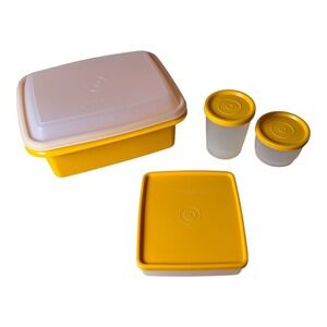 Vintage Tupperware‎ Yellow Modular Mates Canisters Storage Containers Set of 4
